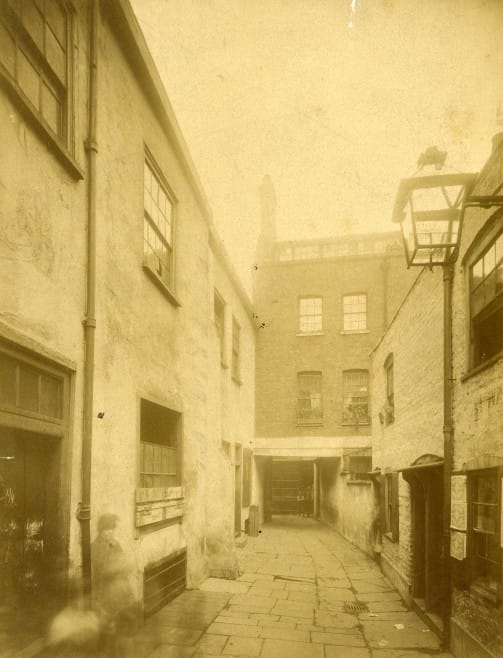 Jerusalem Court c.1880, now the site of the Cloister Garden