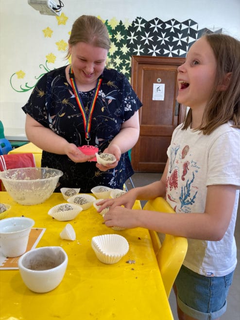 Tia spent some time helping out with the summer family activities.