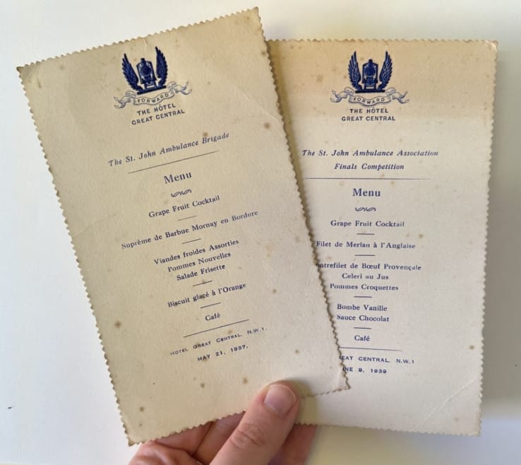 Competition Menus, 1937 (left) and 1939 (right) (Archive ref: STJ/SJAB/1/2/113/1/2)