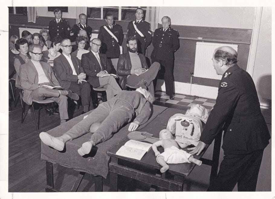 A St John Ambulance first aid for the public, with Resusci-Annie and Resusci-Baby models, 1973 (Archive ref: PHO4527) 